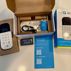 MyQ Smart Garage Door Video Keypad, Wide-Angle Camera, EXTRA OEM BATTERY, White
